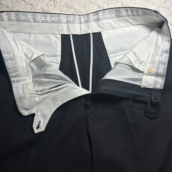 Zanella Bennet Men Black Pure Virgin Wool Dress Pants Made in Italy Slacks 35x31 - Picture 5 of 9